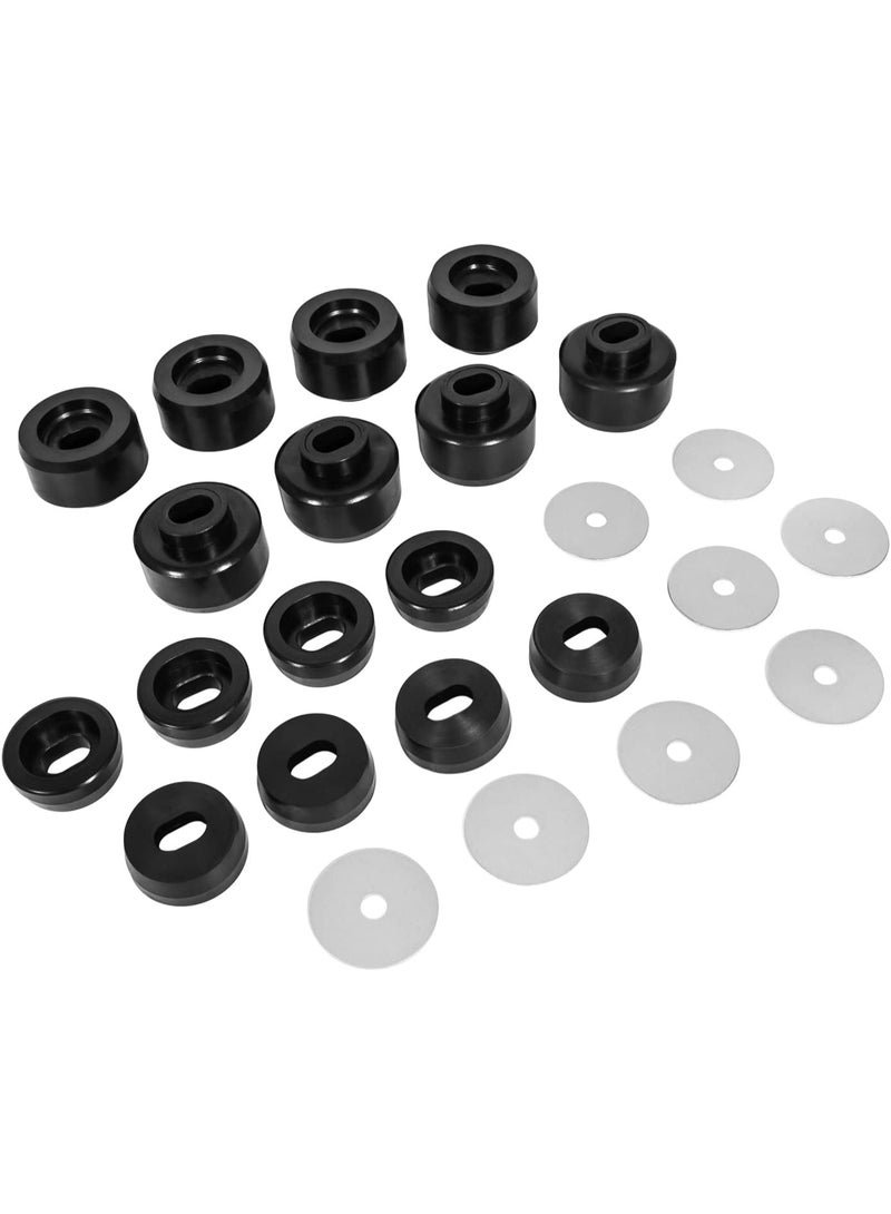 7-141 Body and Cab Mount Bushing Kit for Chevy Silverado & Sierra 1500/2500 2WD/4WD 1999-2014 Polyurethane Body Cab Mounts & Washers (Black 24PCS) - Image 1